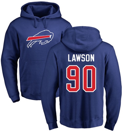 Men NFL Buffalo Bills #90 Shaq Lawson Royal Blue Name and Number Logo Pullover Hoodie Sweatshirt